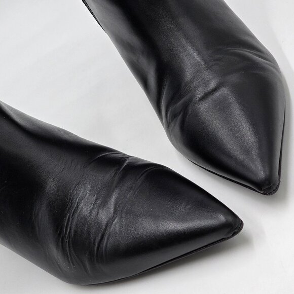 Zara Black Knee High Kitten Heel Boots - Picture 6 of 16